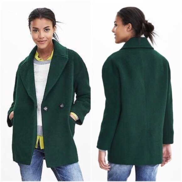 Emerald Green Banana Republic Wool Coat - Picture 1 of 4
